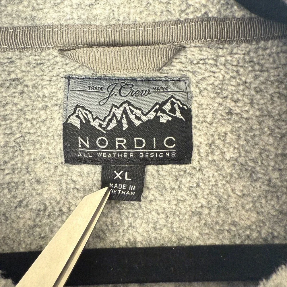 J.Crew‎ Nordic Retro Polartec Jacket Men's XL Heather Gray Full Zip *Read
